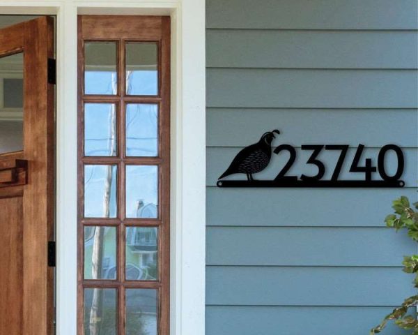 Personalized Quail Bird Address Sign House Number Plaque Custom Metal Sign