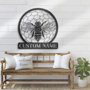 Personalized Queen Bee Farm Beekeeper V2 Decorative Garden Custom Metal Sign 1