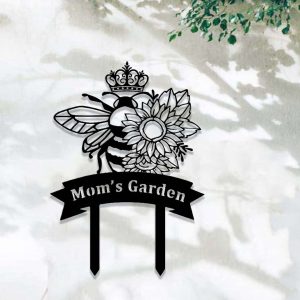 Personalized Queen Bee with Sunflowers Garden Yard Stakes Decorative Custom Metal Sign