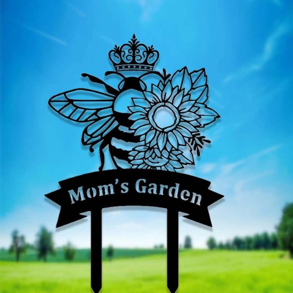 Personalized Queen Bee with Sunflowers Garden Yard Stakes Decorative Custom Metal Sign