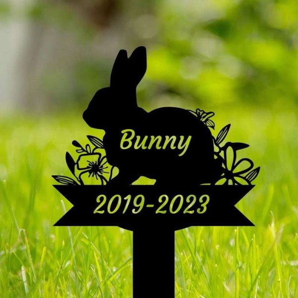 Personalized Rabbit Bunny Memorial Sign Yard Stakes Grave Marker Cemetery Decor Custom Metal Sign