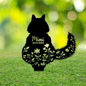 Personalized Ragdoll Cat Memorial Sign Yard Stakes Floral Ragdoll Cat Grave Marker Cemetery Decor Custom Metal Sign 3