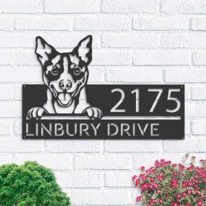 Personalized Rat Terrier Dog Cute Puppy Address Sign House Number Plaque Custom Metal Sign 1