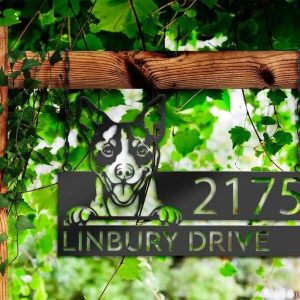 Personalized Rat Terrier Dog Cute Puppy Address Sign House Number Plaque Custom Metal Sign 2