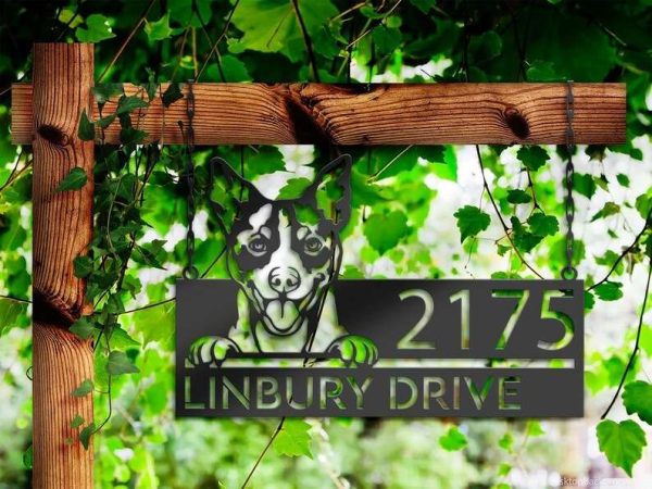 Personalized Rat Terrier Dog Cute Puppy Address Sign House Number Plaque Custom Metal Sign