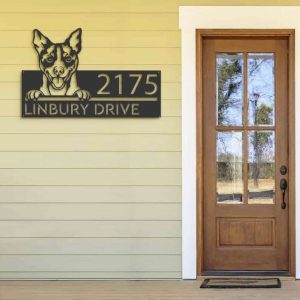 Personalized Rat Terrier Dog Cute Puppy Address Sign House Number Plaque Custom Metal Sign