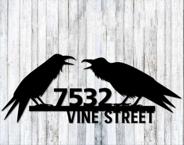 Personalized Raven Crow Address Sign Raven Lover House Number Plaque Custom Metal Sign