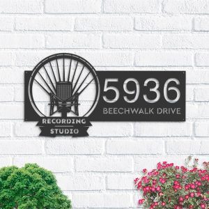 Personalized Record Player Recording Studio Logo Address Sign House Number Plaque Custom Metal Sign 1