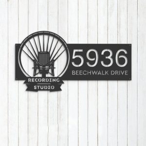 Personalized Record Player Recording Studio Logo Address Sign House Number Plaque Custom Metal Sign