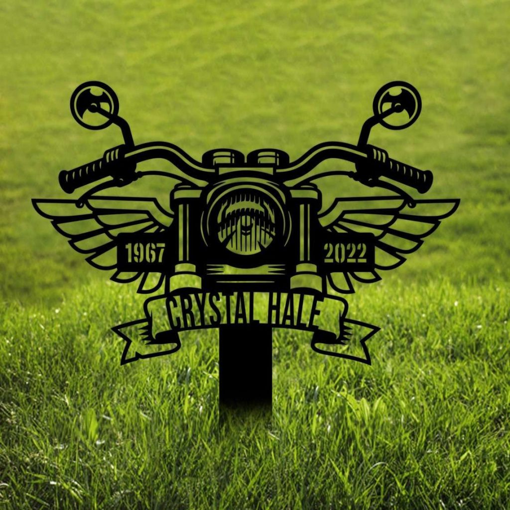 Personalized Rider Motorcycle with Wings Memorial Sign Yard Stakes ...
