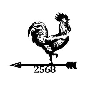 Personalized Rooster Chicken Address Sign House Number Plaque Custom Metal Sign