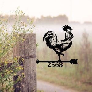 Personalized Rooster Chicken Address Sign House Number Plaque Custom Metal Sign 2