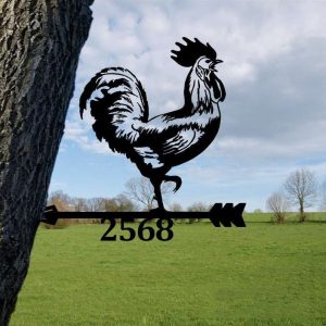 Personalized Rooster Chicken Address Sign House Number Plaque Custom Metal Sign 3