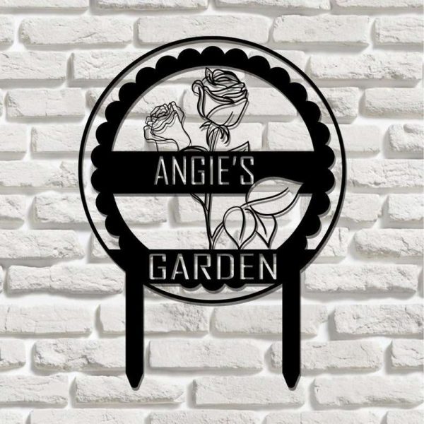 Personalized Rose Garden Fence Stakes Decorative Custom Metal Sign