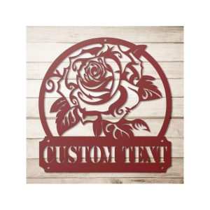 Personalized Rose Garden Welcome Decorative Custom Metal Sign Housewarming Gift 1