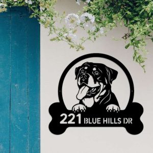 Personalized Rottweiler Address Sign House Number Plaque Custom Metal Sign 2