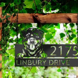 Personalized Rottweiler Dog Cute Puppy Address Sign House Number Plaque Custom Metal Sign 2