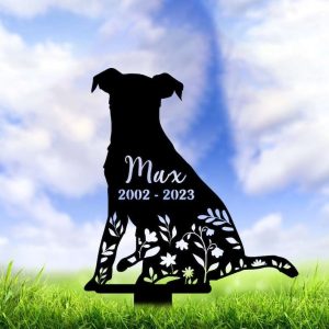 Personalized Russell Terriers Memorial Sign Yard Stakes Floral Russell Terriers Grave Marker Cemetery Decor Custom Metal Sign 1