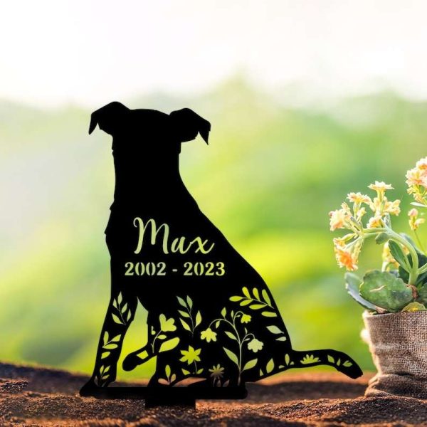 Personalized Russell Terriers Memorial Sign Yard Stakes Floral Russell Terriers Grave Marker Cemetery Decor Custom Metal Sign