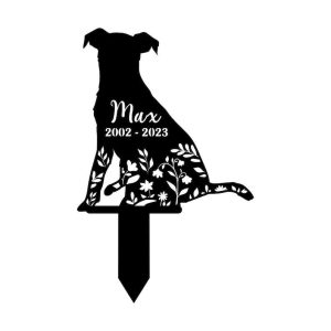 Personalized Russell Terriers Memorial Sign Yard Stakes Floral Russell Terriers Grave Marker Cemetery Decor Custom Metal Sign 3