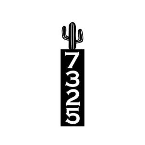 Personalized Saguaro Cactus Vertical Address Sign Southwestern House Number Plaque Custom Metal Sign