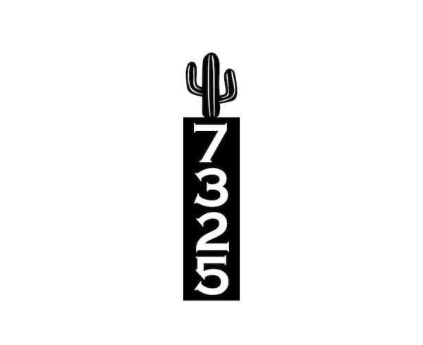 Personalized Saguaro Cactus Vertical Address Sign Southwestern House Number Plaque Custom Metal Sign