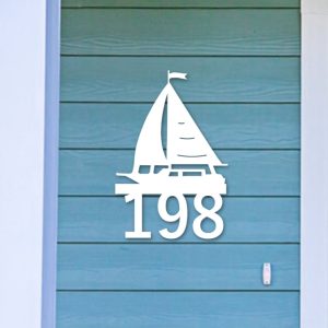 Personalized Sailboat Address Sign House Number Plaque Custom Metal Sign
