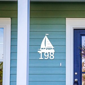 Personalized Sailboat Address Sign House Number Plaque Custom Metal Sign