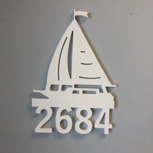 Personalized Sailboat Address Sign House Number Plaque Custom Metal Sign 3