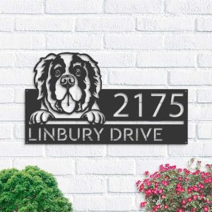 Personalized Saint Bernard Dog Cute Puppy Address Sign House Number Plaque Custom Metal Sign 1