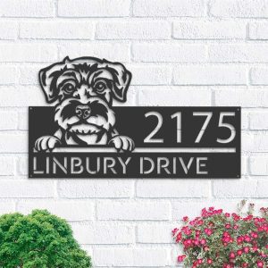 Personalized Schnauzer Dog Cute Puppy Address Sign House Number Plaque Custom Metal Sign 1