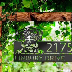 Personalized Schnauzer Dog Cute Puppy Address Sign House Number Plaque Custom Metal Sign