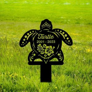 Personalized Sea Turtle Memorial Sign Yard Stakes Pet Grave Marker Cemetery Decor Custom Metal Sign 1