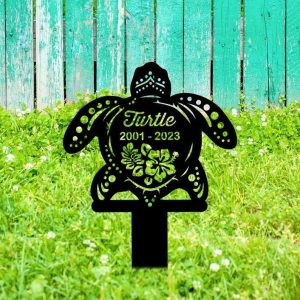 Personalized Sea Turtle Memorial Sign Yard Stakes Pet Grave Marker Cemetery Decor Custom Metal Sign 3