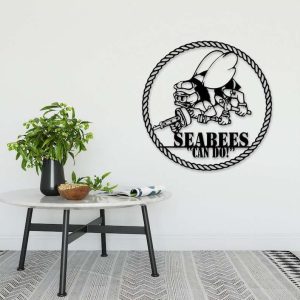 Personalized Seabee Navy Veteran Sign Independence Day Veteran Day Patriotic Decor Custom Metal Sign 3