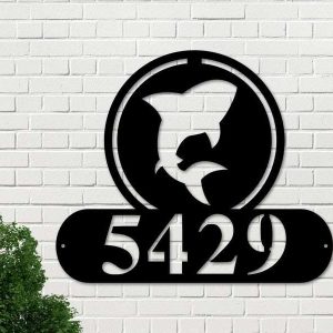 Personalized Shark Address Sign House Number Plaque Custom Metal Sign 3