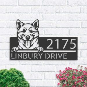 Personalized Shiba Inu Dog Cute Puppy Address Sign House Number Plaque Custom Metal Sign 1