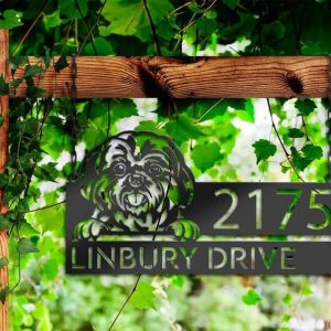 Personalized Shih Tzu Dog Cute Puppy Address Sign House Number Plaque Custom Metal Sign