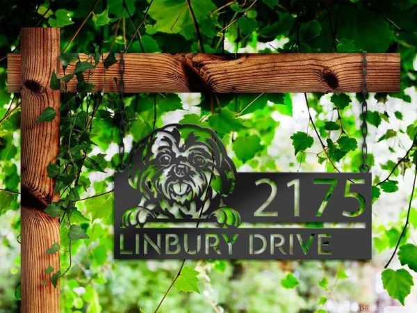 Personalized Shih Tzu Dog Cute Puppy Address Sign House Number Plaque Custom Metal Sign