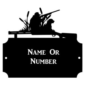 Personalized Shooting Scene Address Sign Hunter and Dog Hunting House Number Plaque Custom Metal Sign