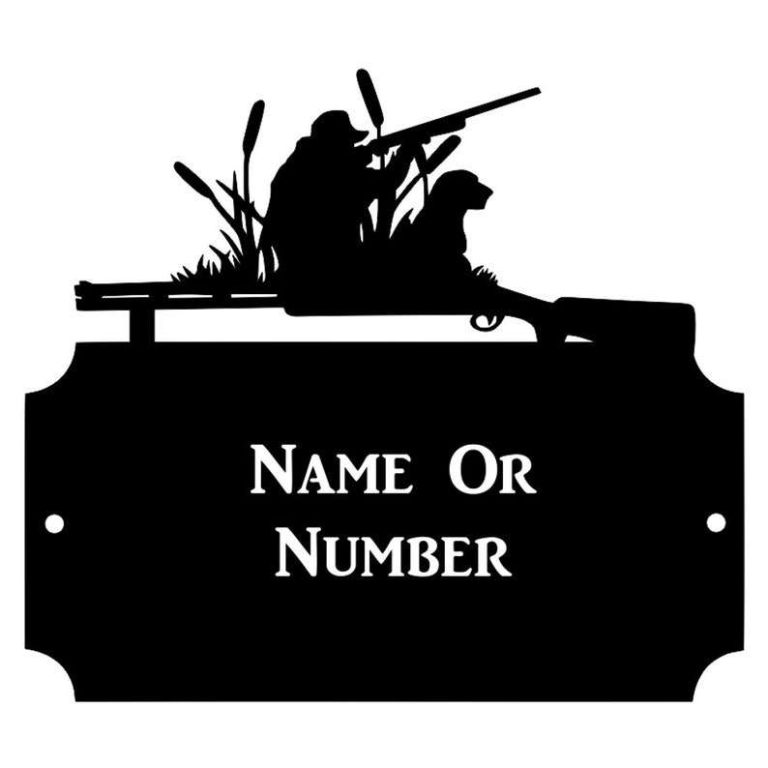 Personalized Shooting Scene Address Sign Hunter and Dog Hunting House Number Plaque Custom Metal