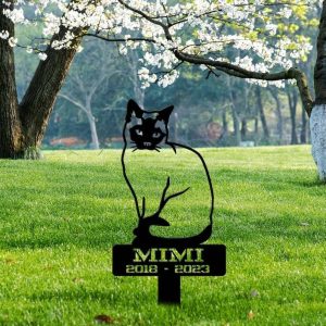 Personalized Siamese Cat Memorial Sign Yard Stakes Floral Siamese Cat Grave Marker Cemetery Decor Custom Metal Sign 2