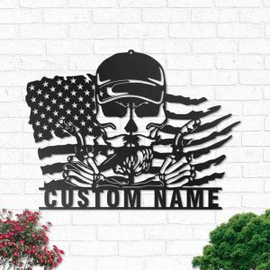 Personalized Skull Welder US Flag Mechanic Custom Metal Sign Housewarming Gifts