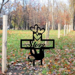 Personalized Sloth With Hearts Memorial Sign Yard Stakes Grave Marker Cemetery Decor Custom Metal Sign 1