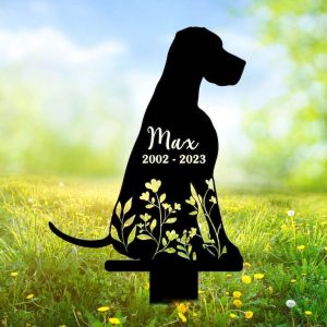 Personalized Sloughi Dog Memorial Sign Yard Stakes Floral Sloughi Dog Grave Marker Cemetery Decor Custom Metal Sign 1