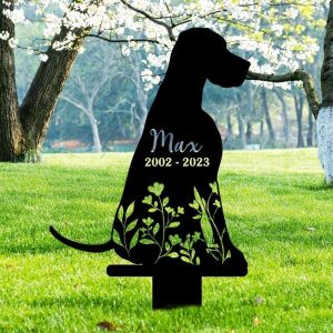 Personalized Sloughi Dog Memorial Sign Yard Stakes Floral Sloughi Dog Grave Marker Cemetery Decor Custom Metal Sign 2