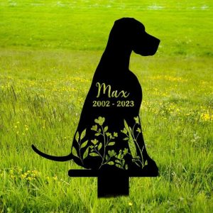 Personalized Sloughi Dog Memorial Sign Yard Stakes Floral Sloughi Dog Grave Marker Cemetery Decor Custom Metal Sign 3