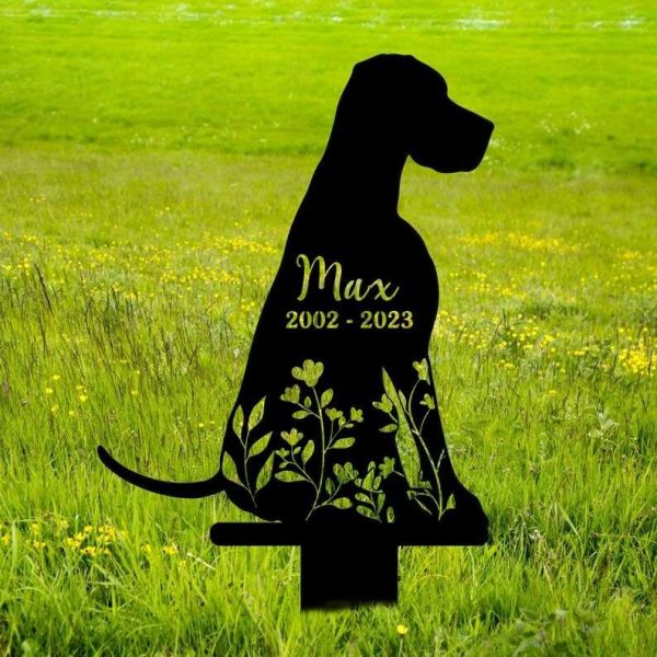 Personalized Sloughi Dog Memorial Sign Yard Stakes Floral Sloughi Dog Grave Marker Cemetery Decor Custom Metal Sign