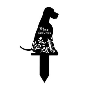 Personalized Sloughi Dog Memorial Sign Yard Stakes Floral Sloughi Dog Grave Marker Cemetery Decor Custom Metal Sign 4