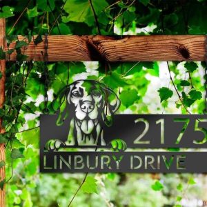 Personalized Smiling Weimaraner Dog Cute Puppy Address Sign House Number Plaque Custom Metal Sign 2